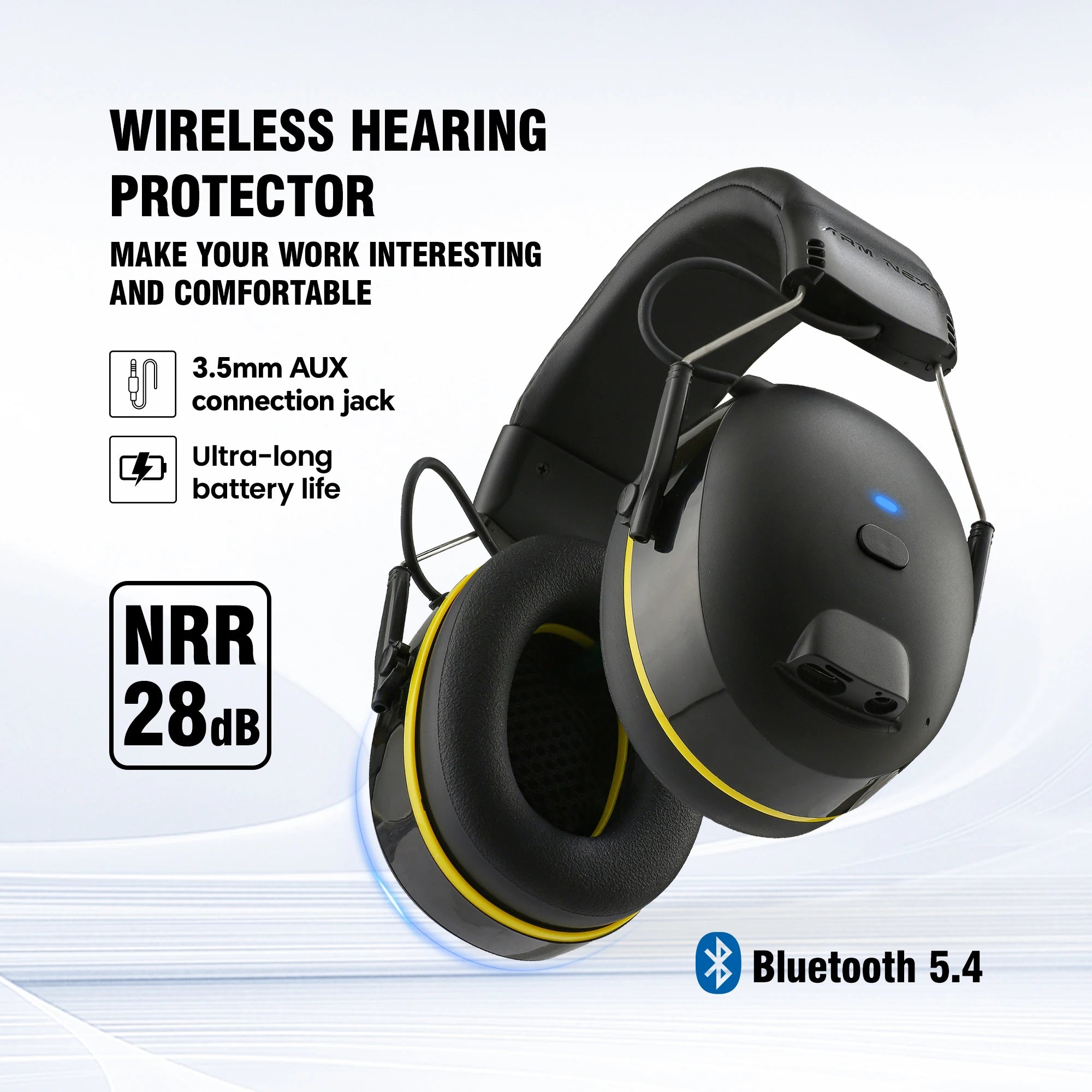 30dB SNR Hearing Protection Headphones with Bluetooth Rechargeable Noise Reduction Safety Ear Muffs Wireless Hearing Protector