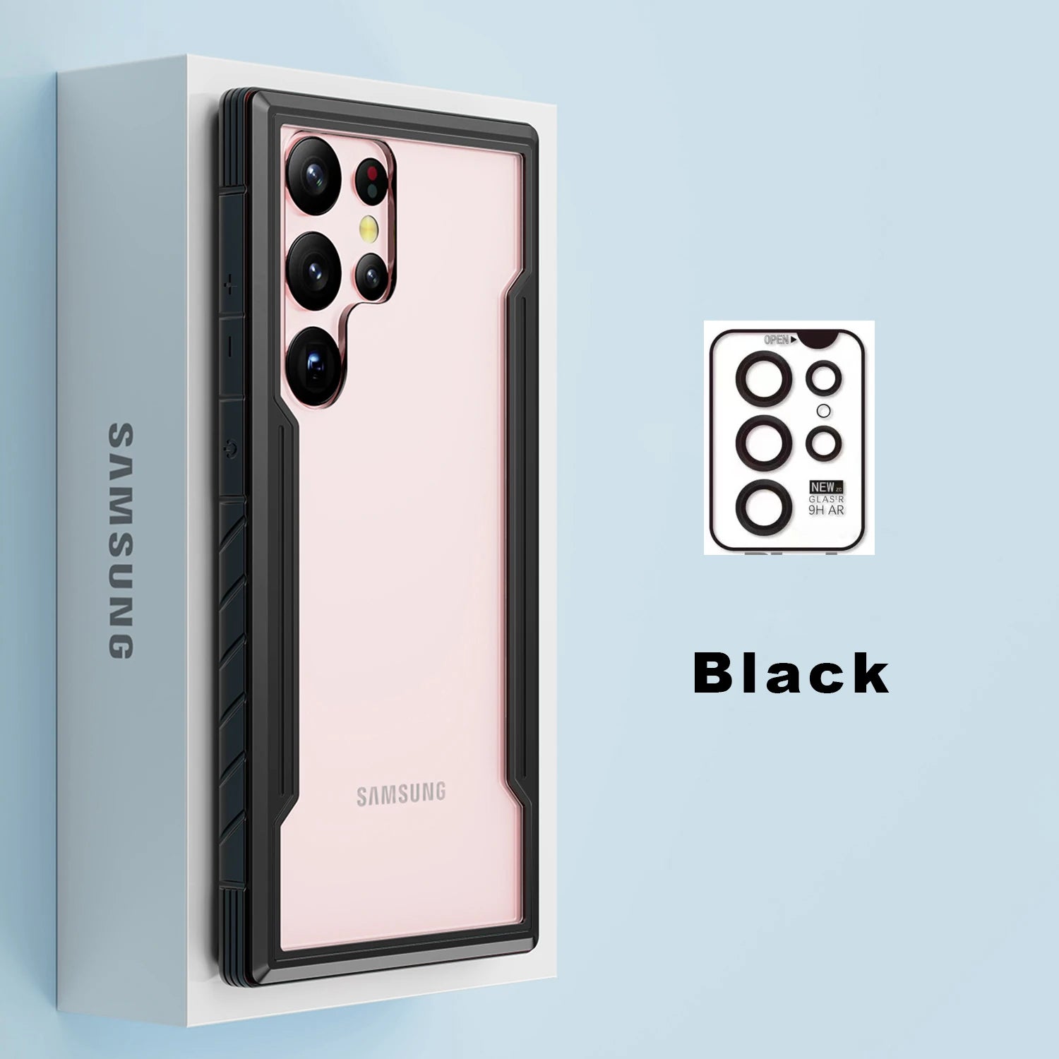 For Samsung Galaxy S23 Ultra Case with Camera Lens Protector Military Armor-Level Shockproof Metal Silicone Shockproof Clear