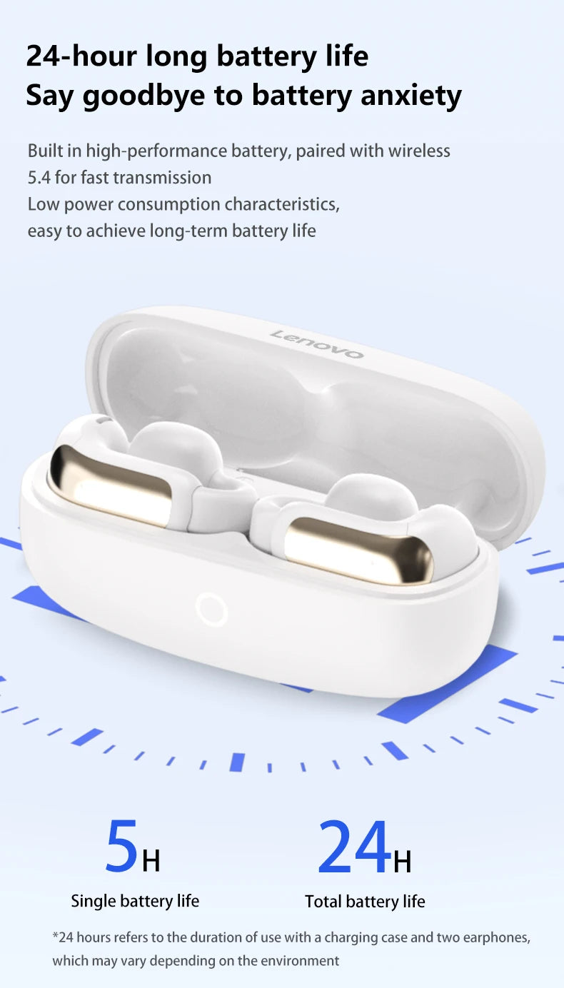 Lenovo EA400 OWS Wireless Bluetooth Earphones Noise Reduction Gaming Headphones HlFl Sound Quality Ear Clip for Xiaomi Phone