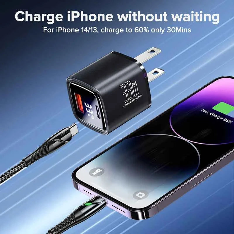 QOOVI 33W GaN Charger USB Type C Fast Charging Adapter Quick Charge QC3.0 PD USB-C Wall Charger For iPhone Samsung Xiaomi iPad