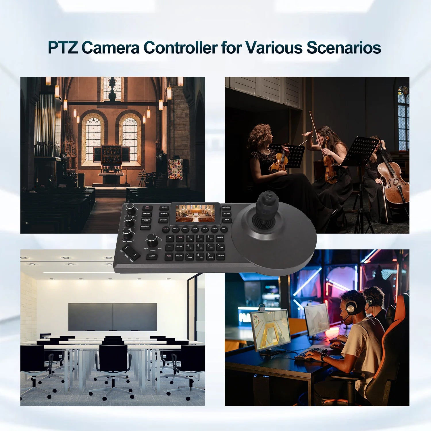 4D Joystick Keyboard NDI POE PTZ Controller 3'' LCD Screen Real-time Preview PTZ Camera Joystick Controller Control 255 Presets