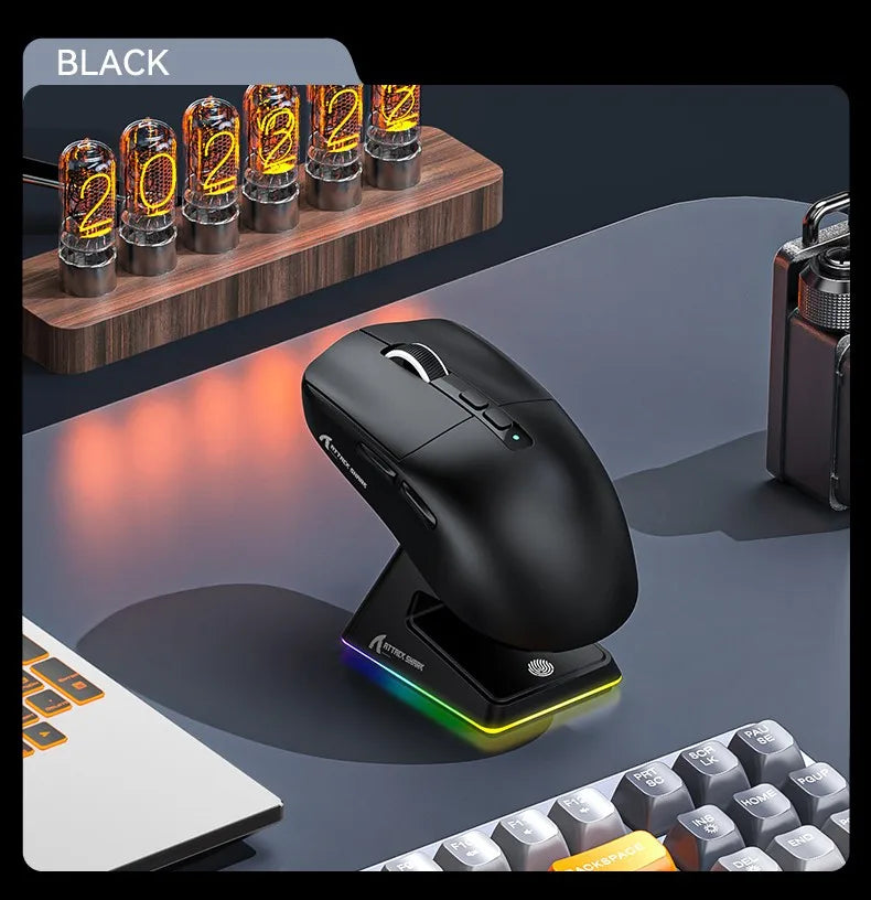ATTACK SHARK X6 Wireless Macro Gaming Mouse PAW3395 26000 DPI Tri-Mode Wired/2.4G/BT5.2 Connection Magnetic Charging Base Mouse