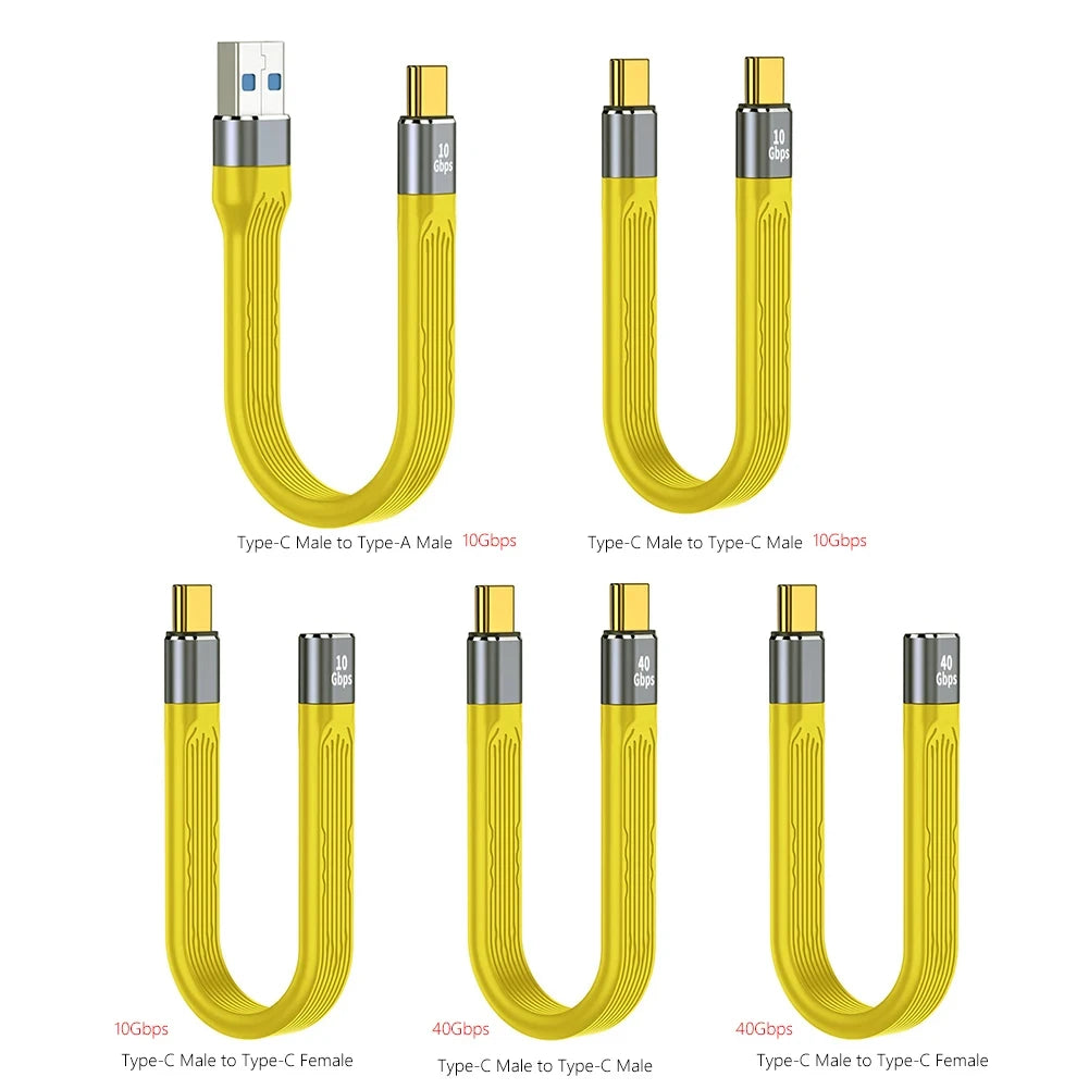 5A Fast Charging Short Cable PD 100W USB C to Type C Cable 40Gbps Data Cable Thunderbolt 3 4K@60Hz Cable For Laptop Cellphone