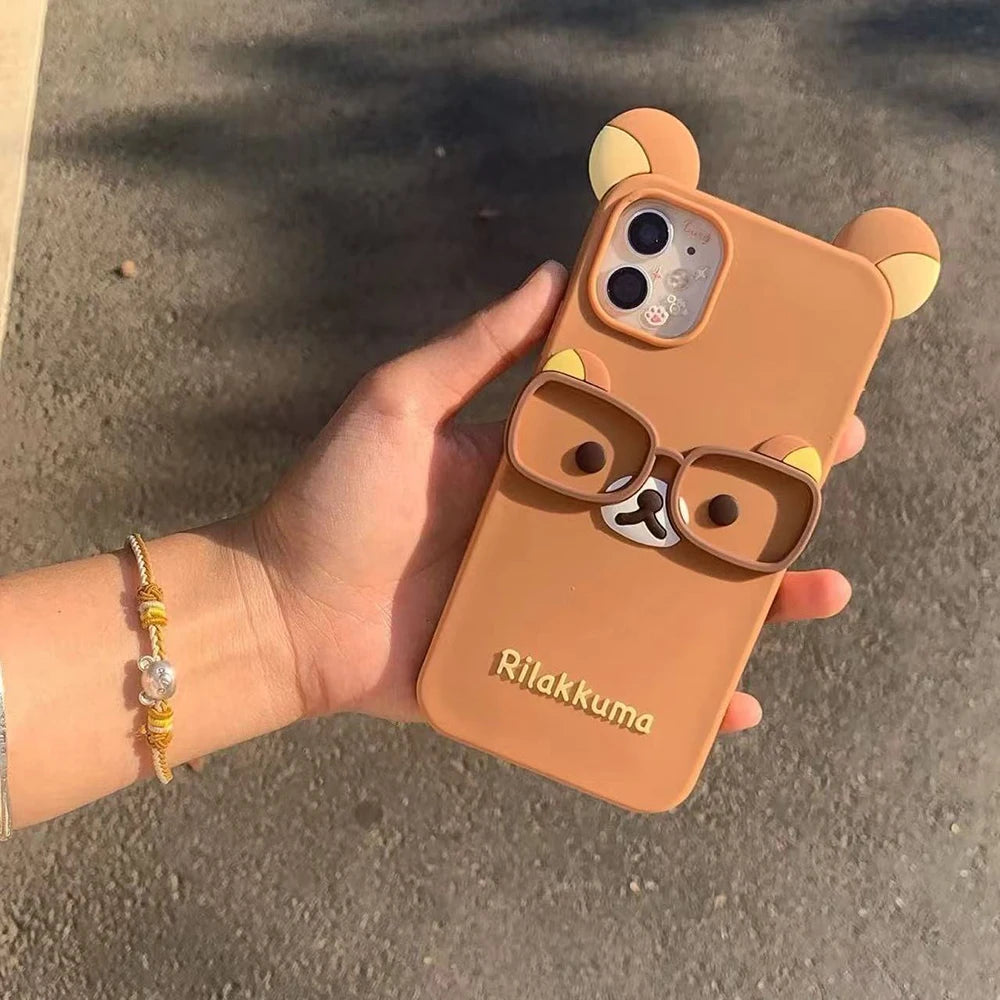 For iPhone 17 Pro 4 4S 5 5S 6 16 Pro Max 15 14 Plus 13 12 11 7 8 SE Rilakkuma Bear Chocolate Cartoon Soft Silicon Phone Case