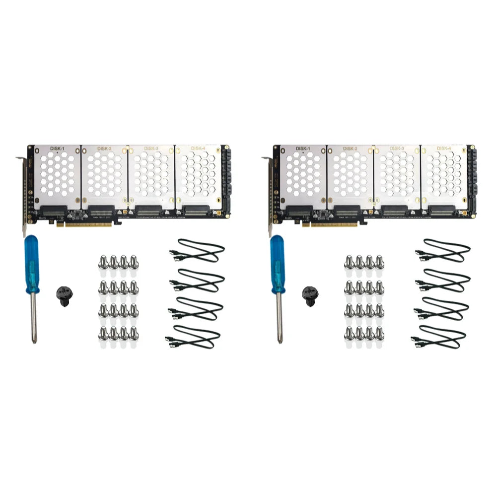 4-Port U2 NVME 2.5Inch SATA SSD Adapter Card Motherboard Support PCIe X4x4x4x4 PCIe X16 Bifurcation U.2 PCIe Adapter for PC