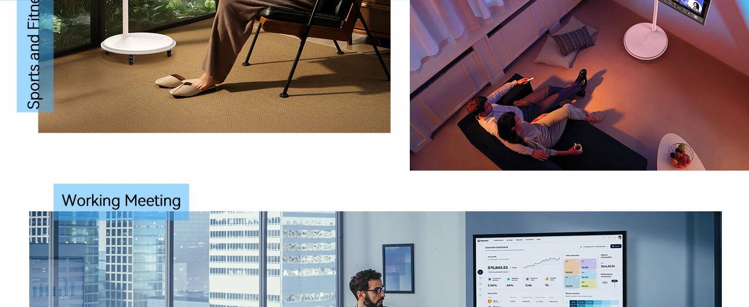 MWE 32 inch portable smart monitor on wheels, 2K smart touch screen with Android OS, 8H video playback time