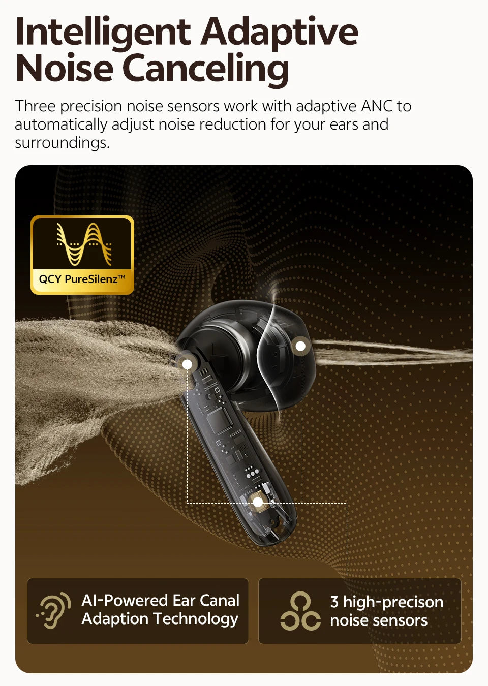 QCY AilyBuds E50 HT11 Wireless Earphones Hi-Res Adaptive Hybrid ANC Headphone Bluetooth 6.0 Spatial Sound Earbuds 11mm Drivers
