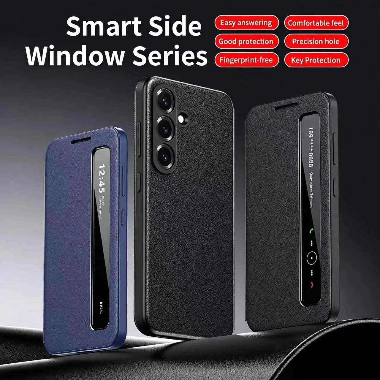 Original Smart Leather Case for Samsung Galaxy S26 S25 S24 S23 S22 Ultra A57 A56 A55 Window View Touch Display Flip Shell Fundas