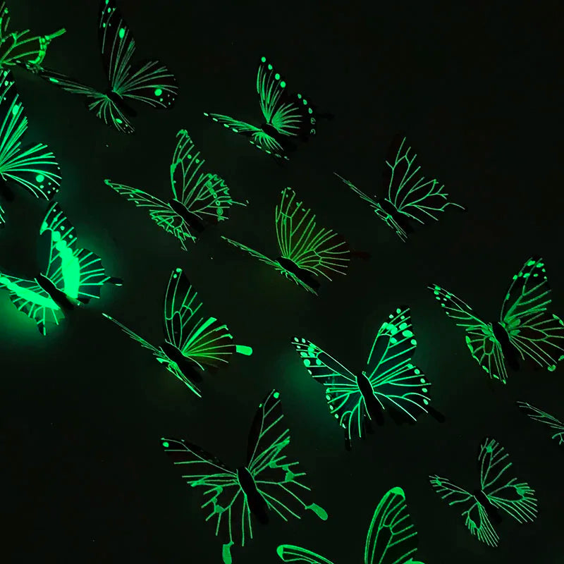 12pcs Luminous 3D Butterfly Wall Sticker for Kids Bedroom Home Living Room Fridge Wall Decal Glow in Dark Wallpaper Decoration
