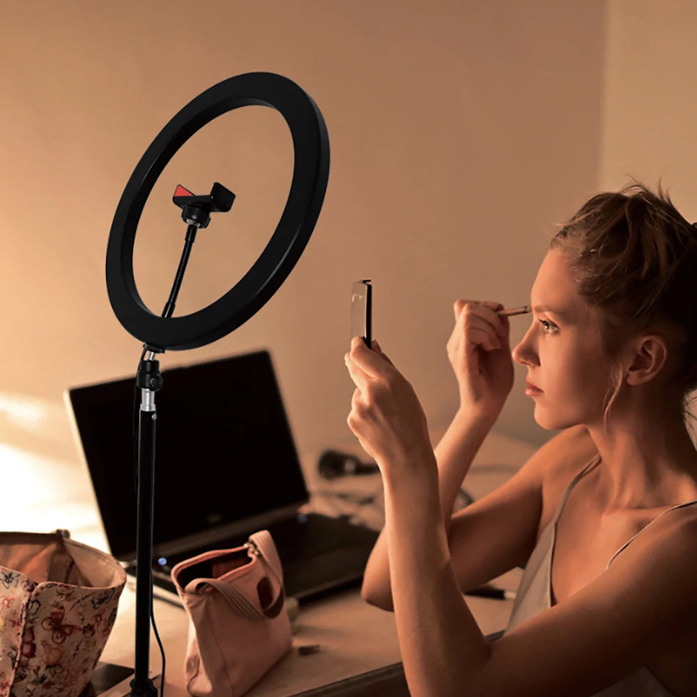10 13 Inch Ring Light Dimmable Selfie Lamp Pptional Tripod Photographic Lighting Studio Video Lights For Live Make Up Youtube