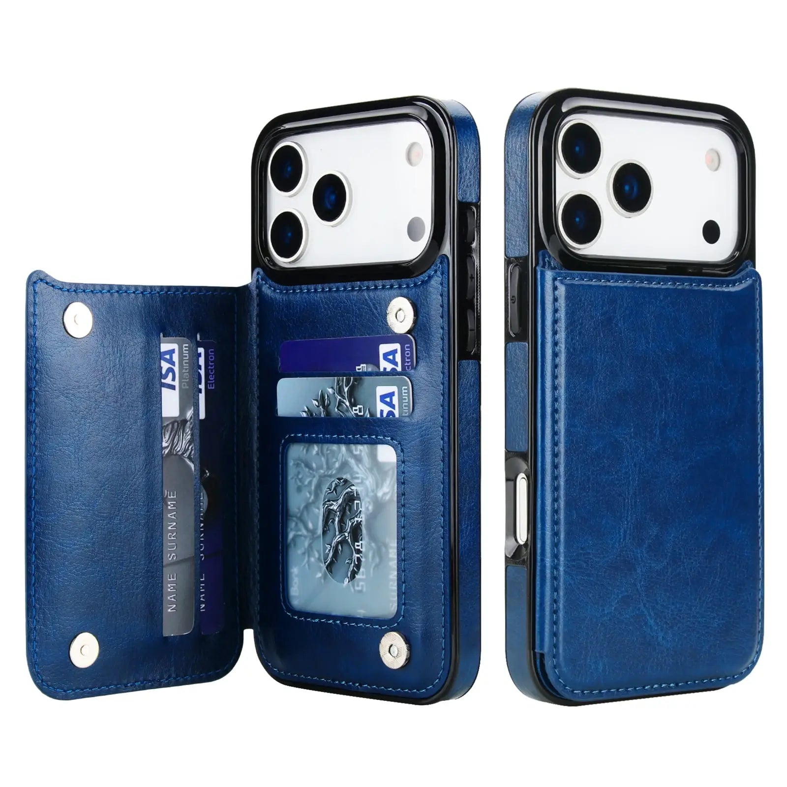 for iPhone Air 17 Pro Max Wallet Case with Card Holder,Faux Leather Kickstand,Double Magnetic Clasp and Durable Shockproof Cover