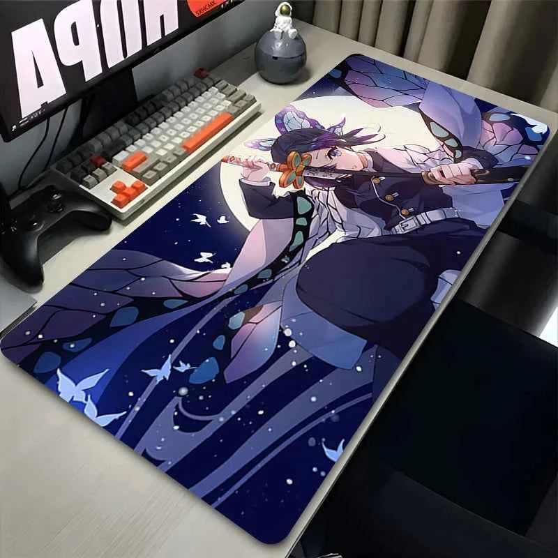 Mouse Pad XXL PC Purple Flower D-demon Slayer Desk Mat New Kochou Shinobu Mousepad Laptop Anime Girl Gamer Cabinet Keyboard Rug