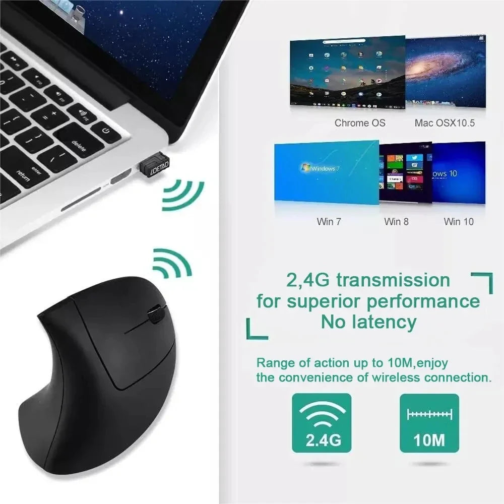 Vertical Mouse Ergonomic 2.4GHz Wireless Optical Mice 3 Adjustable DPI 800/1200/1600