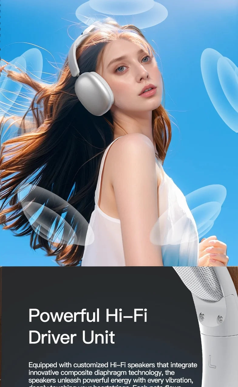 Wireless Bluetooth Headphones Over-Ear, Hi-Res Audio, Sport Headphone, Foldable Stereo, Travel Headphones, Silver