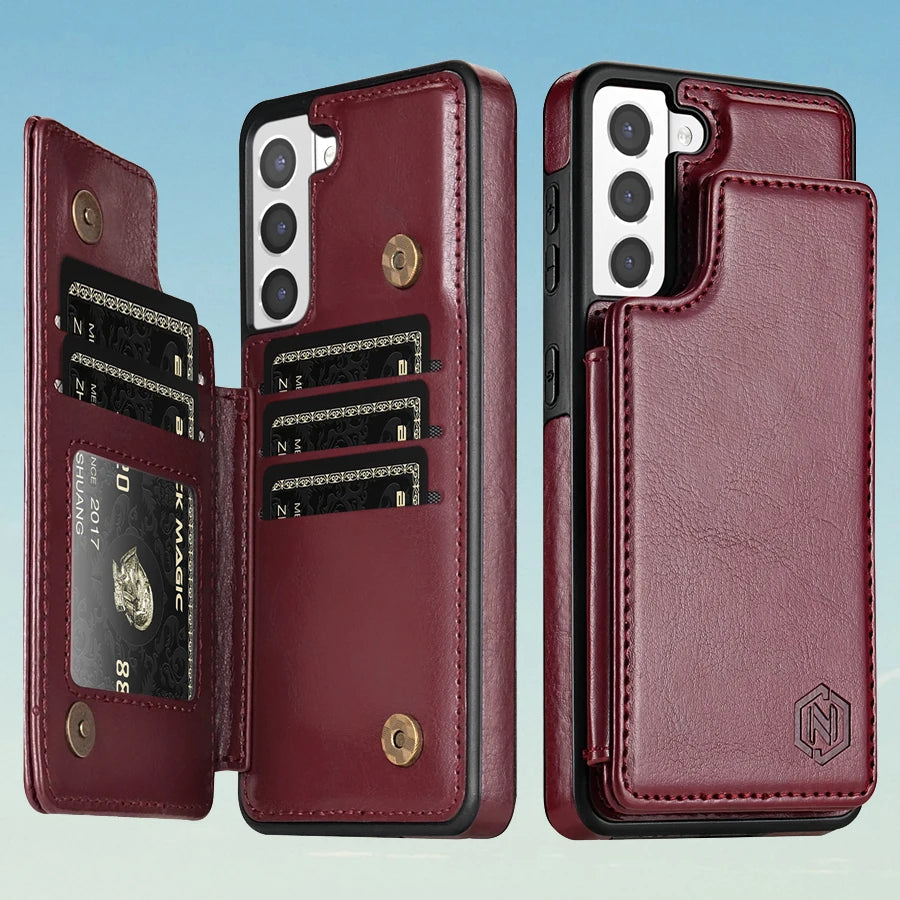 Wallet RFID Blocking Layer Protect Anti-Theft Magnetic Leather Case For Samsung Galaxy S26 Ultra S26 Plus S26 Cover