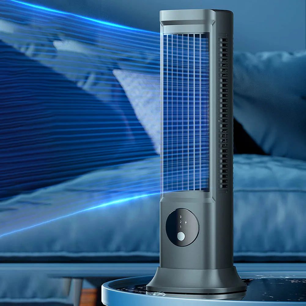 Quiet Bladeless Fan USB Rechargeable 3 Speeds Quiet Air Cooler Desktop Cooling Fan Portable Tower Fan for Home Office Dormitory