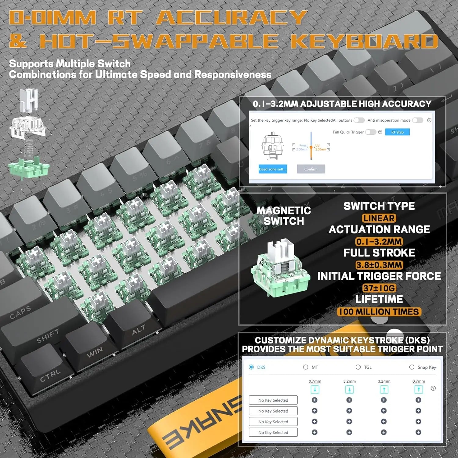 MAMBASNAKE x ATTACK SHARK X11&X60HE Mechanical Wireless Gaming Combo,Rapid Trigger Magnetic Switches 8K Keyboard