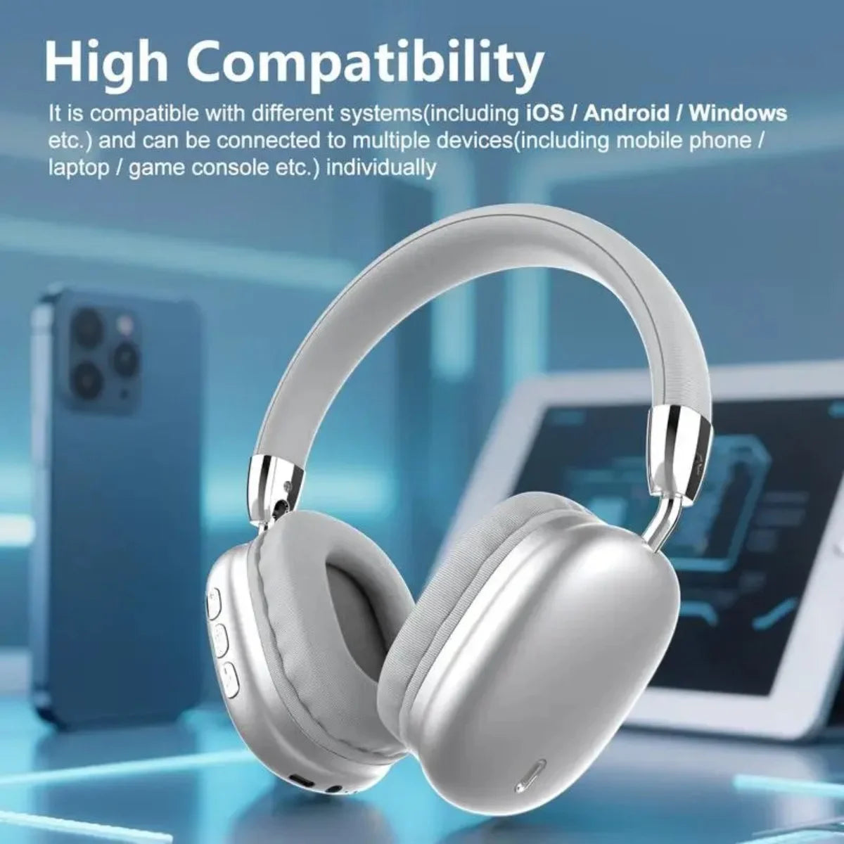 Wireless Bluetooth Headphones, Hi-Res Audio, Foldable & Lightweight, Deep Bass, Long Battery Life
