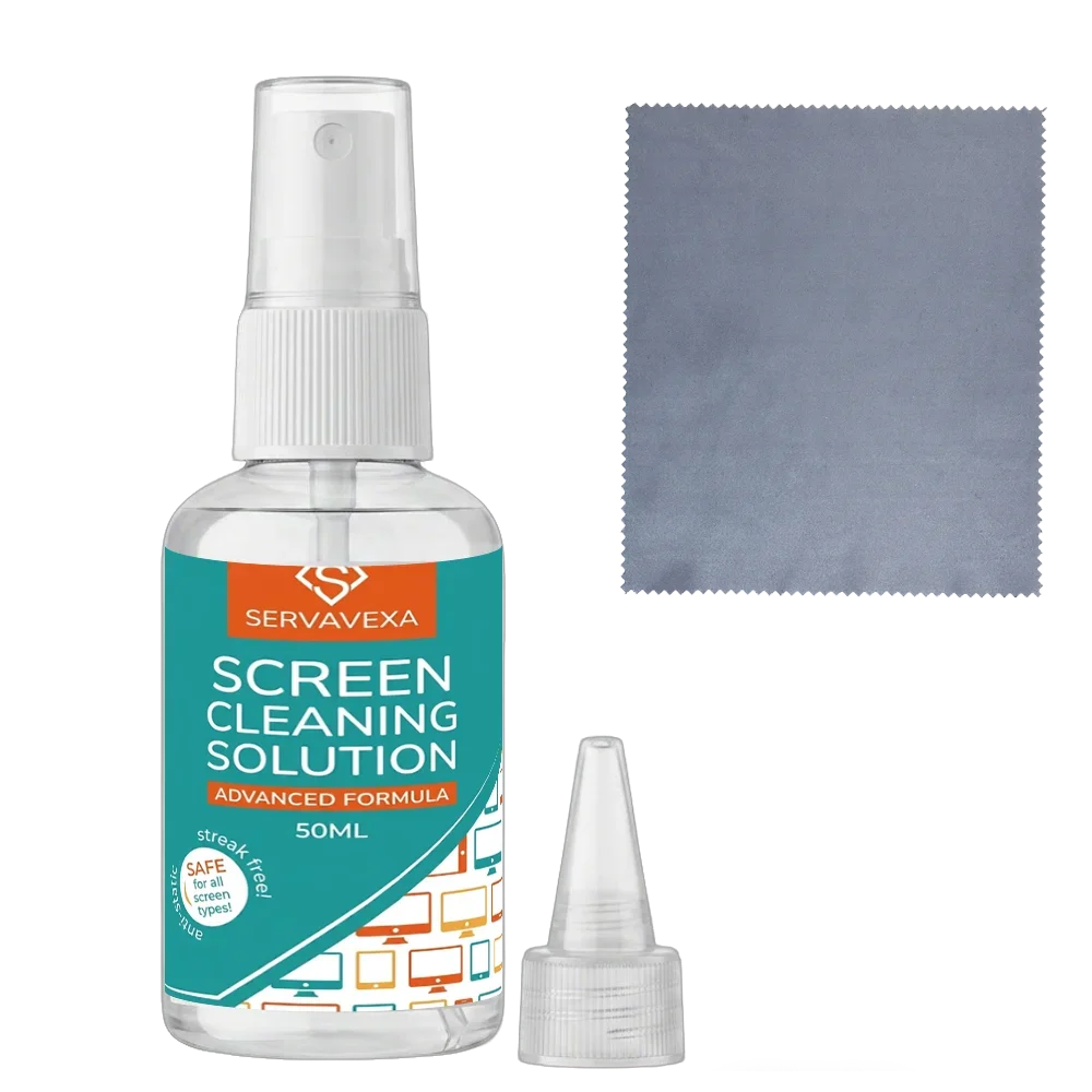 SERVAVEXA Screen Cleaner Spray Kit for Laptop Phone TV Monitor Tablet, Streak-Free Lens Cleaning Solution with Microfiber Cloth