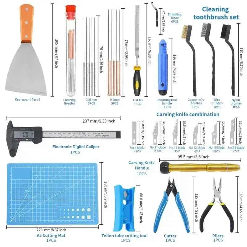 42 Pieces 3D Print Tool Kit Includes Debur Cleaning Removal Tools with Storage Bag 3D Printer Too l Sets for Laptop PC Cleaning