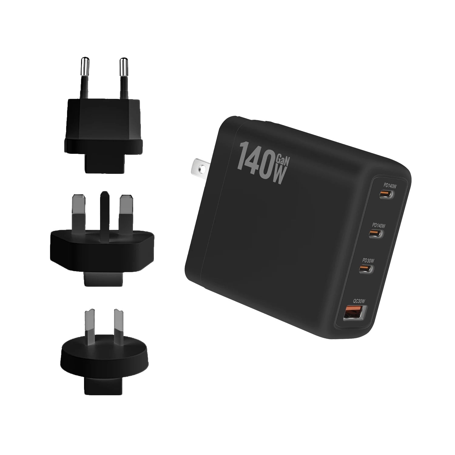 New 140W Multi-Port GaN Charger PD3.1 3C1A Super Fast Charging Head Compact Portable for Mobile Phones