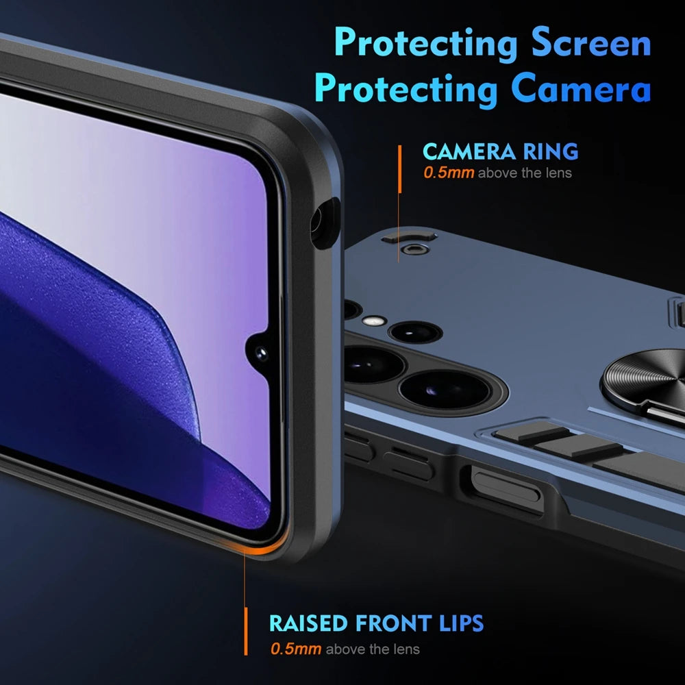 Armor Shockproof Lens Protect Phone Case For Samsung Galaxy S26 Ultra S 26 Plus S26 5G Finger Ring Holder Magnetic Cover