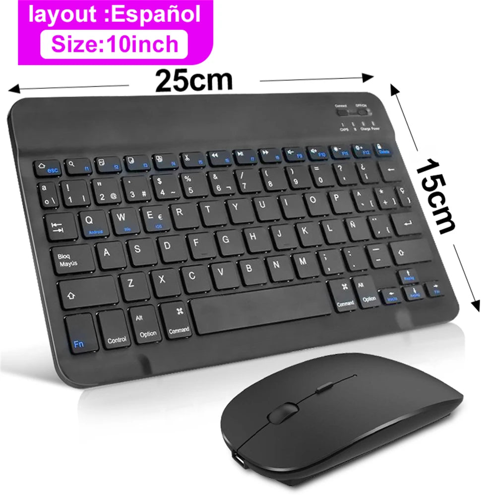 EMTRA Bluetooth Wireless Keyboard Mouse For Samsung Xiaomi Huawei Tablet For iPad Air Mini 5 Pro Spanish Korean Russian Keyboard