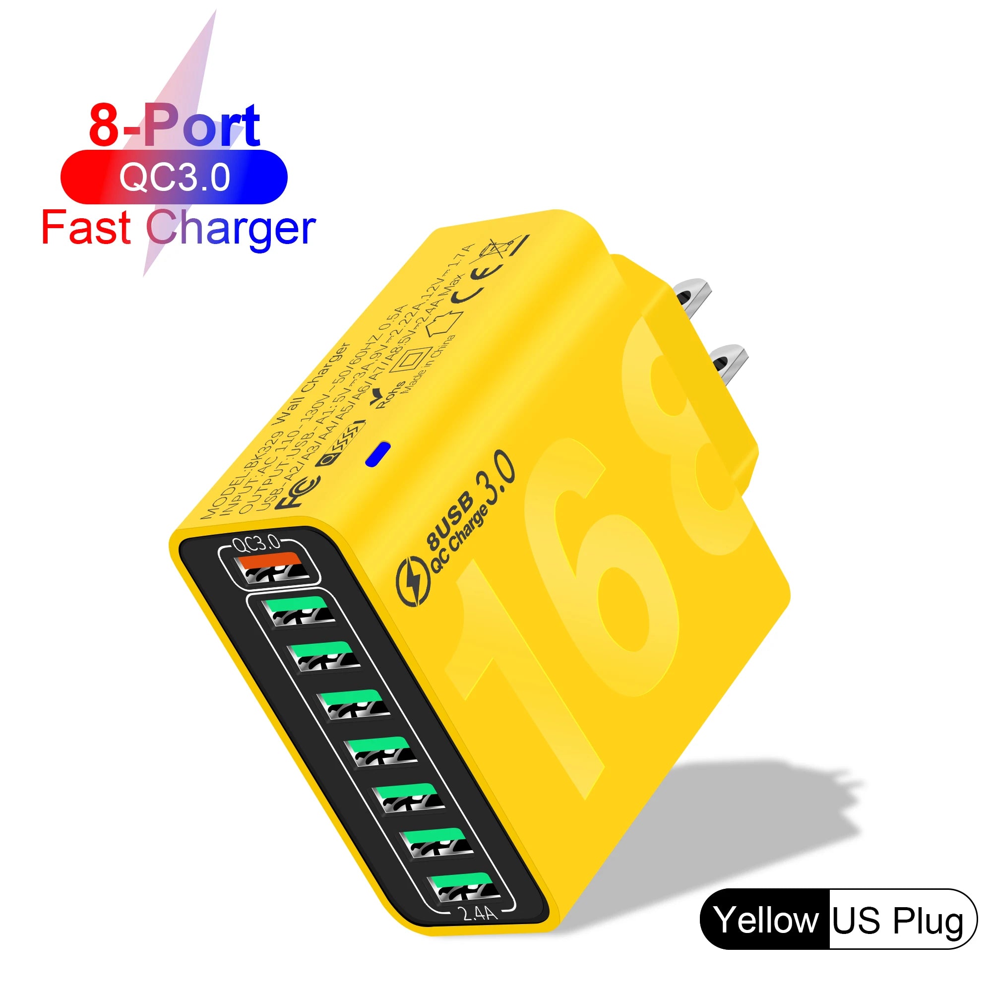 QC3.0 8 Port Fast Charging USB Charger EU/US Wall Charger For Phone Adapter For iPhone Xiaomi Huawei Samsung