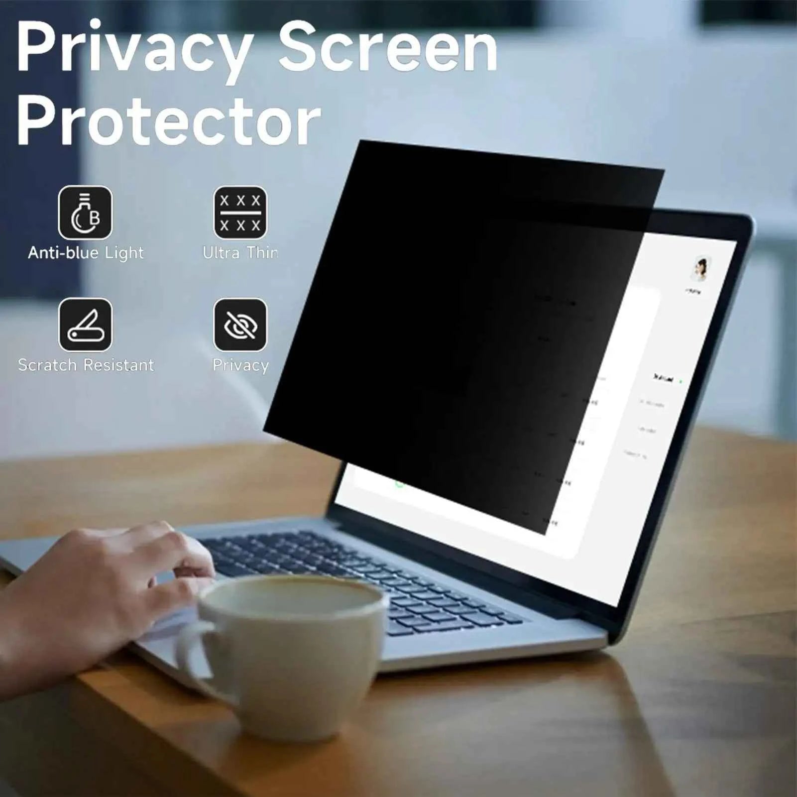 Privacy Screen for Laptop Computer Screen Privacy Shield Removable Anti-Scratch Protector Film for Computer Monitor and Laptop