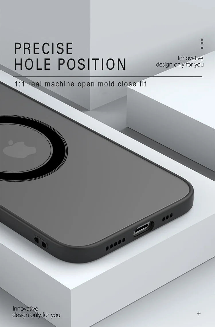 for iPhone 16 15 14 13 12 11 Pro Max Plus Mini XS XR SE 7 8 Case Wireless Charge Magnetic Magsafe Skin Matte Cover Shell Fundas