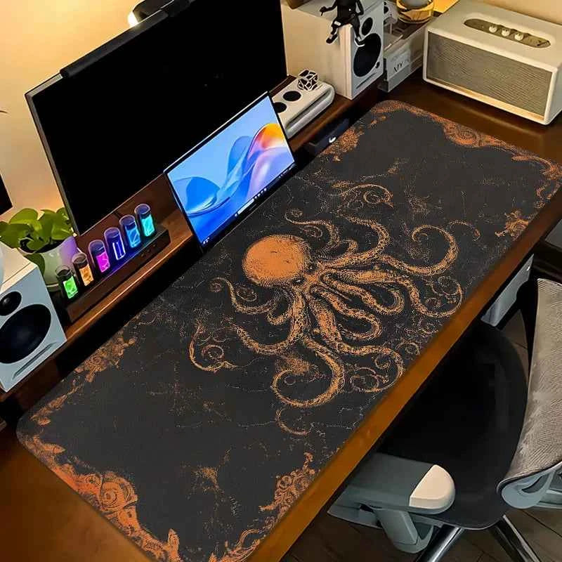 Gaming Mouse Pad Large Octopus Pattern Desk Mat Natural Rubber Non Slip