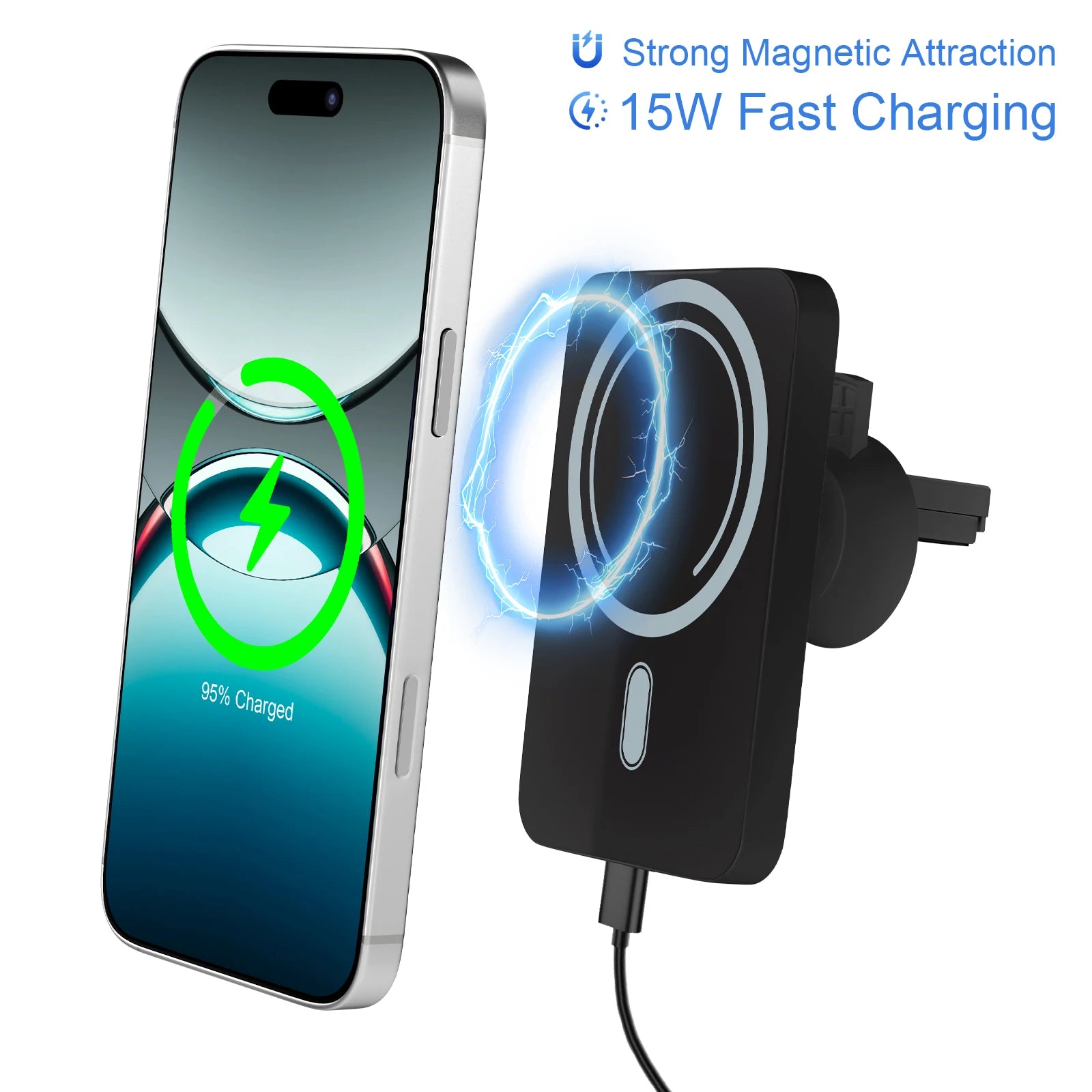 Magnet Wireless Car Charger 15W Phone Holder Car Air Vent Fast Charging Pad For Magsafe iPhone 17 16 15 14 13