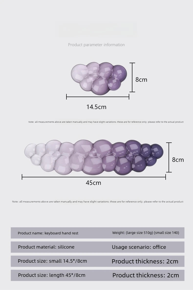 Cloud shaped silicone transparent wristband, mouse pad with wrist rest,non slip keyboard,ergonomic keyboard,mouse pad,wrist rest