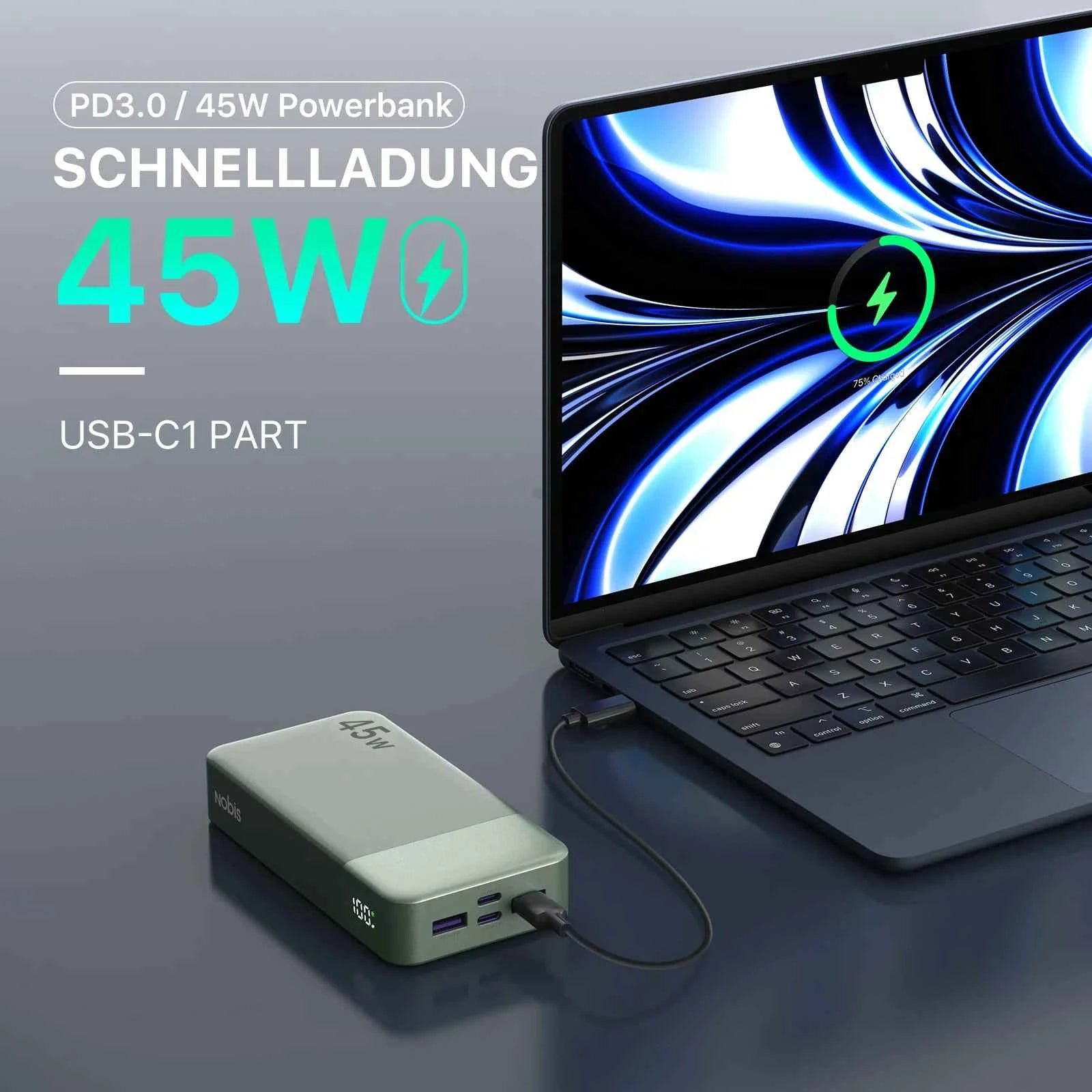Nobis 20000mAh 45W Powerbank Fast Charge Power Bank with LED Display, Super Fast Charging Portable Charger with LED Display for iPhone 16 17