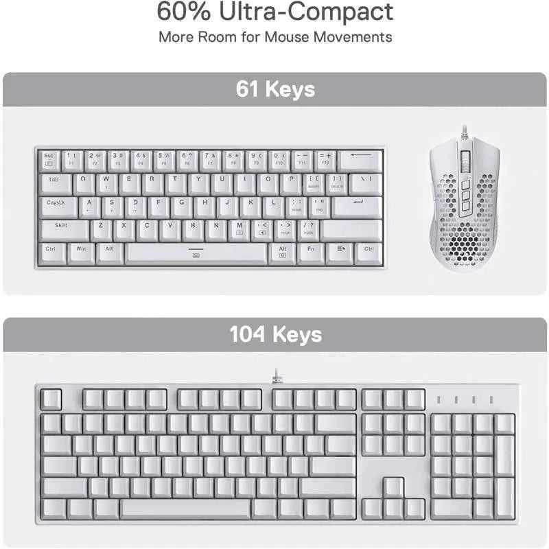 Redragon K630 Dragonborn Hot Swappable 60% Wired Vibrant RGB LED USB Gaming 61 Keys Compact Mechanical Keyboard Pro Software Cus