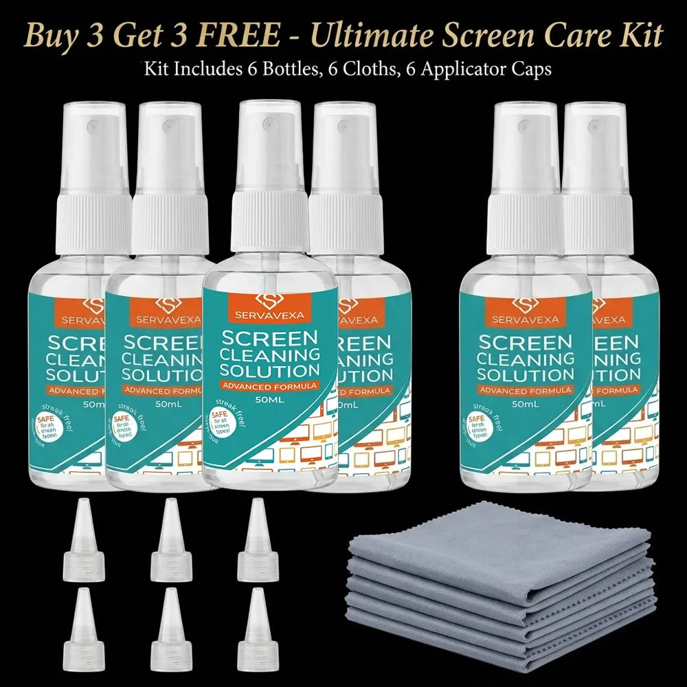 SERVAVEXA Screen Cleaner Spray Kit for Laptop Phone TV Monitor Tablet, Streak-Free Lens Cleaning Solution with Microfiber Cloth