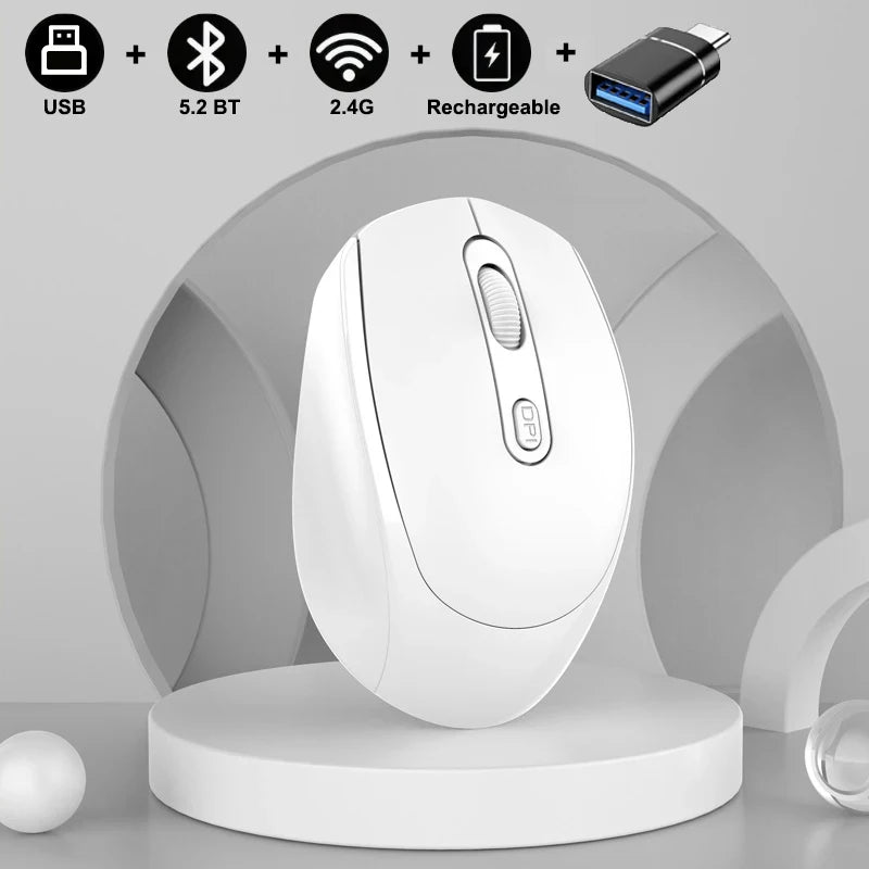 Wireless Silent Mouse Bluetooth-compatible 2.4G Dual Mode Rechargeable Optical Mouse 1600 DPI For MacBook Laptop PC Game Office