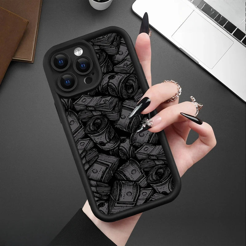 Banknote pattern phone case with soft silicone case for iPhone 16, iPhone 15 14 13 12 11 Pro Max XS X XR 7 8 15 16 Plus