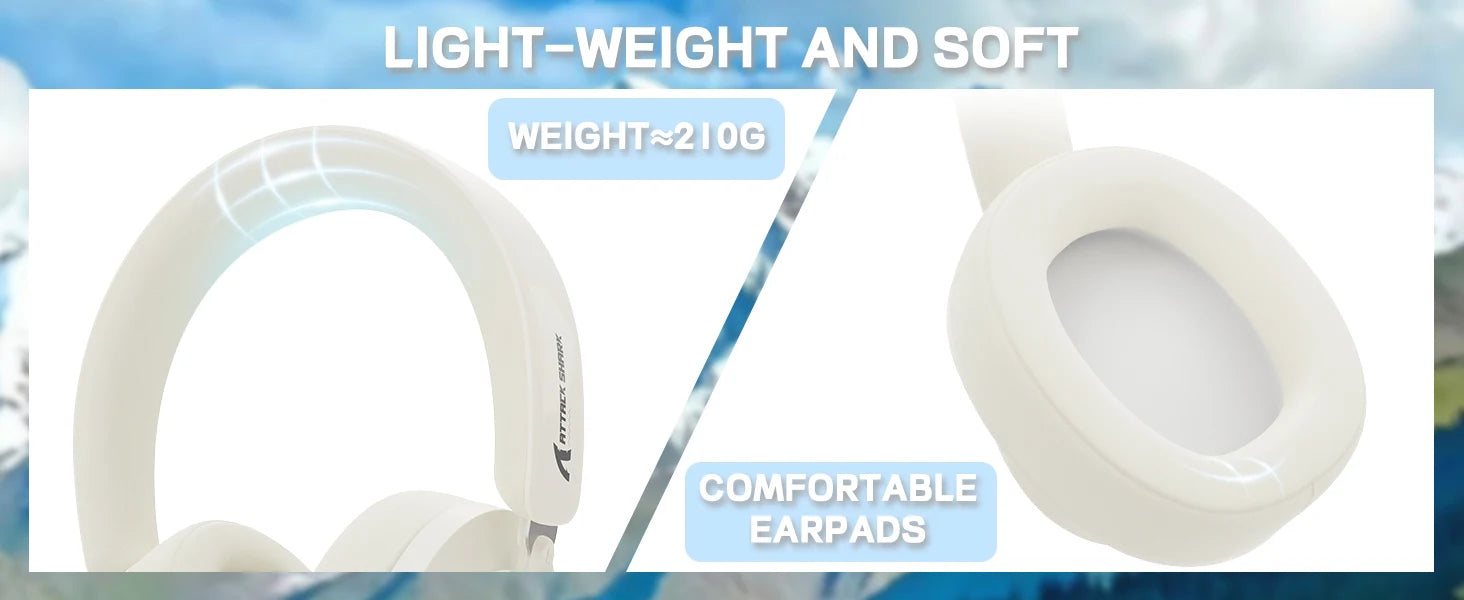 ATTACK SHARK G500 Wireless Over-ear Noise Canceling Headphones,Bluetooth ANC Gaming Headset with BT 5.3/3.5mm Audio Cable
