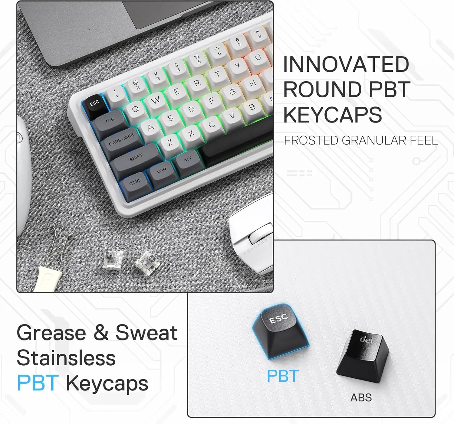 Redragon K722 PRO 60% Wireless Gasket RGB Gaming 61 Keys Hot-Swap Compact Mechanical Free-Mod Socket Keyboard