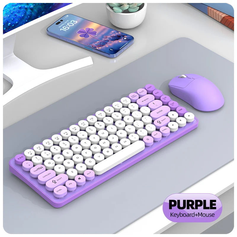 Friwol BT185 Bluetooth Wireless Keyboard Mouse Set Punk Keycap Laptop Desktop Office Mute Keyboard Mechanical Feel