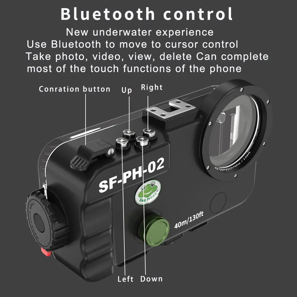 Seafrogs 40Meter Waterproof Bluetooth General Mobile Phone Case For Huawei P20 P30 P40pro Iphone 11/12/13/14 Series DivingCase
