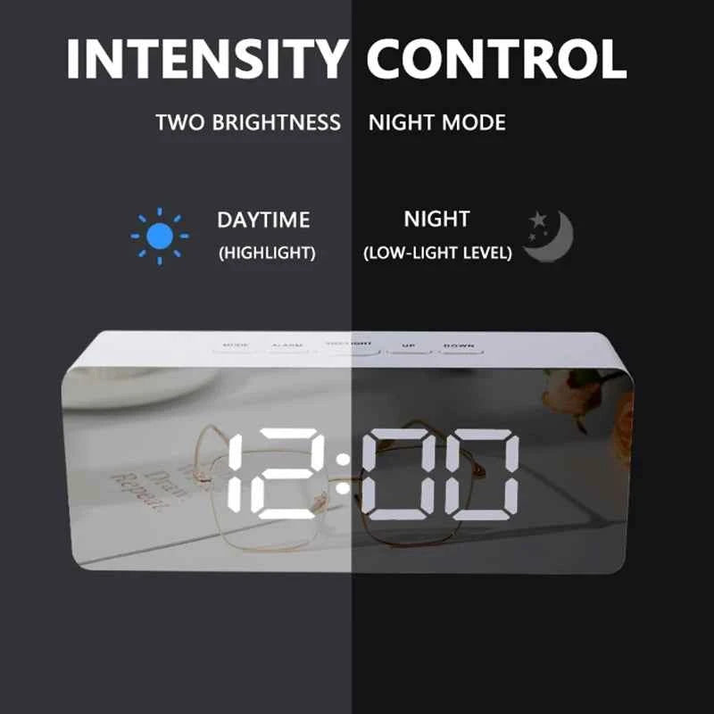 Digital Alarm Clock LED Electronic Desktop Clock with Temperature for Bedroom Home Office Teens Kids