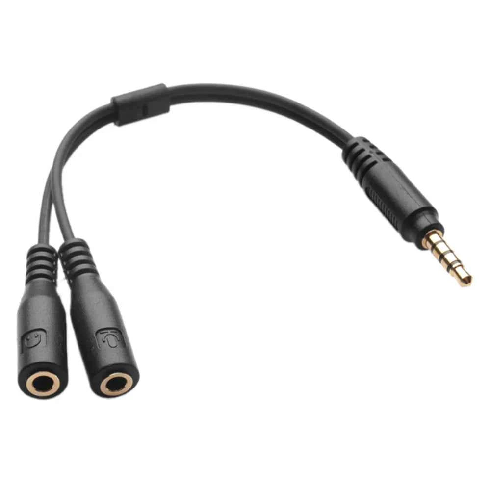 3.5mm Audio Studio Adapter Cable 1 TRRS to 2 TRS Mic Headset Y Splitter Cord for Outdoor Traveling Accessaries Supplies Parts