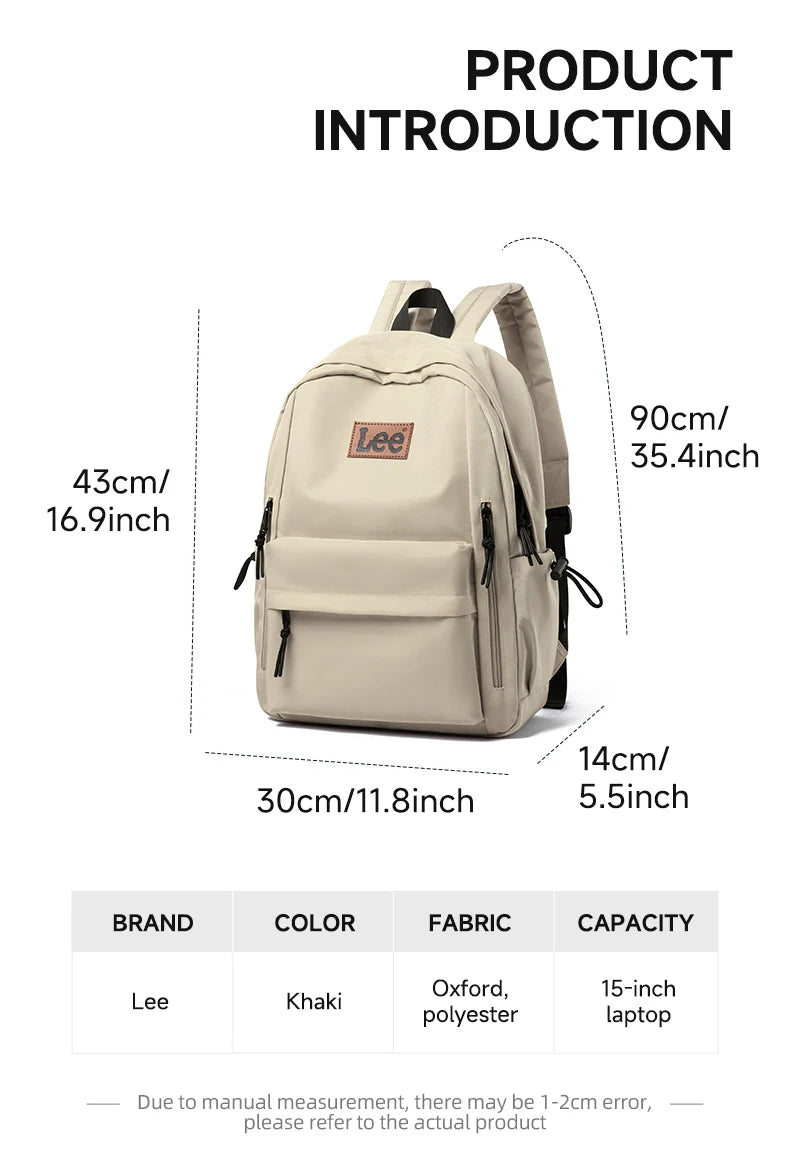 LEE Lightweight 16 Inch Laptop Backpack Women Man Oxford Middle High School Bag Large Capacity Teenage College Student Schoolbag