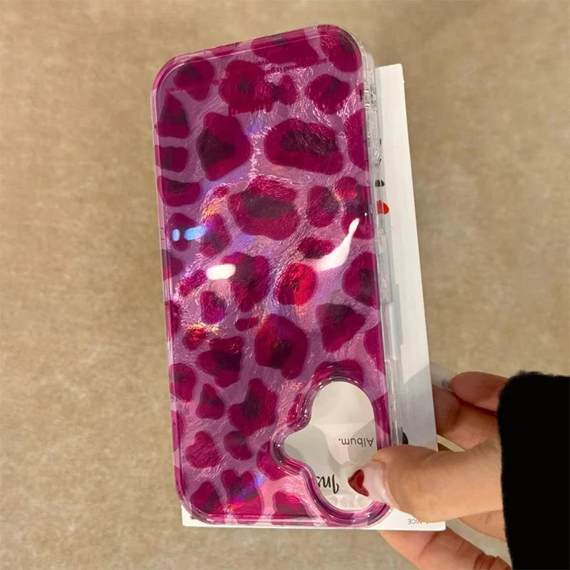 Purple Leopard Print Glacier Pattern Phone Case For iPhone 17 16 15 14 13 12 11 Pro Max XS XR 7 8 Plus 16e Shockproof Back Cover