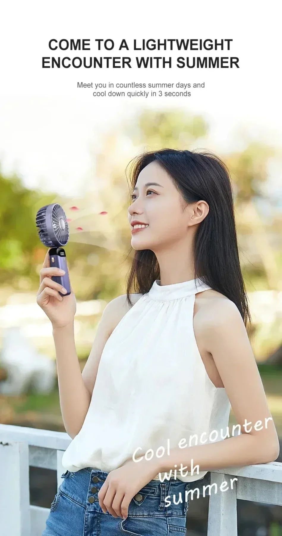 Folding Fan with Phone Stand, 5-Speed USB-C Rechargeable, LED Display Handheld & Desk Fan, Portable Fan for Outdoor Travel Gift