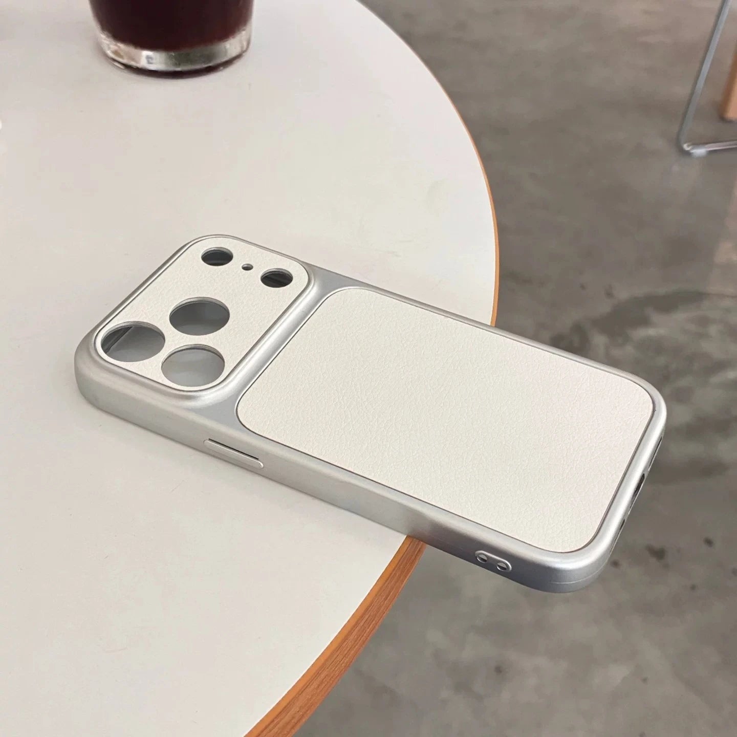 White faux sheepskin phone case,suitable for iPhone 17 Pro Max and 17 Air,17E,16E - precise cutting,full coverage,silver edges.