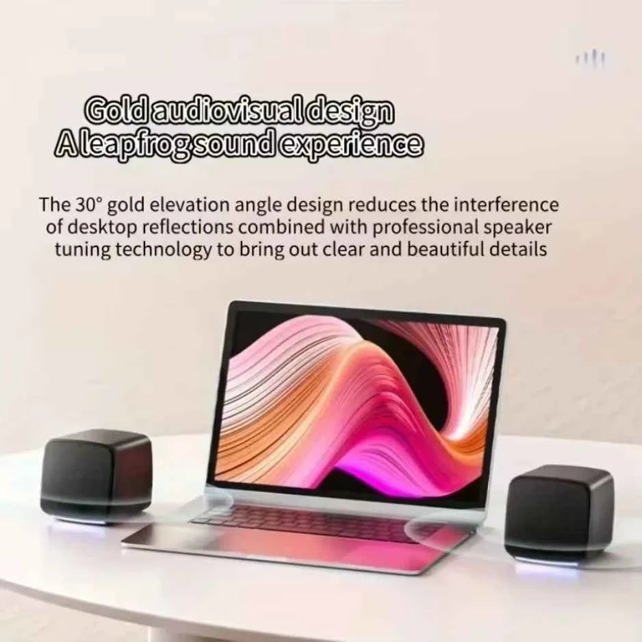 XIKCU Mini Computer Speakers (USB Powered, AUX, 6W Stereo with Cool Lights)