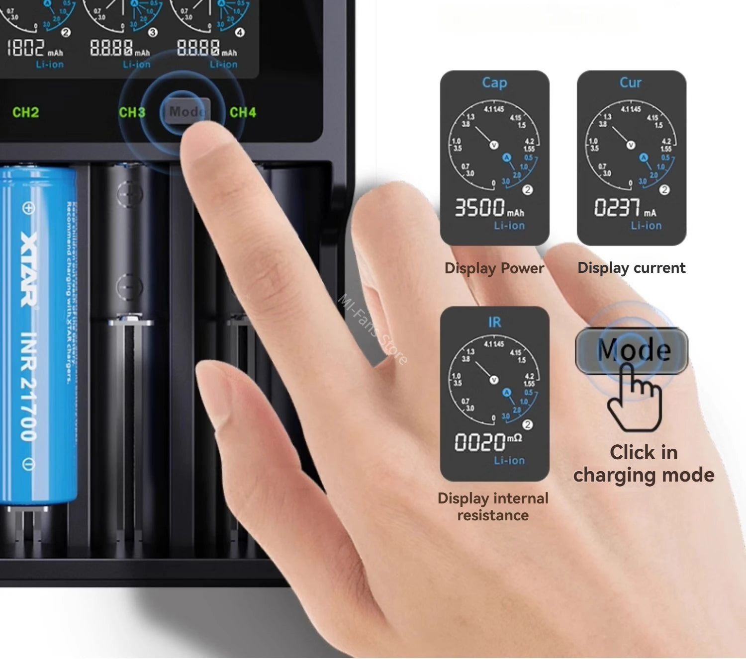 Original NEW XTAR VC4SL Battery Charger Type-C QC3.0 Fast Charge LCD Screen Display Ni-MH Li-ion 18650 AA/AAA Batteries Charger